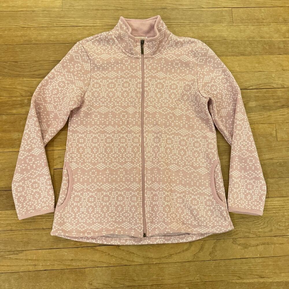 Stan Herman pink full zipper fleece sweater jacket size small S
b10